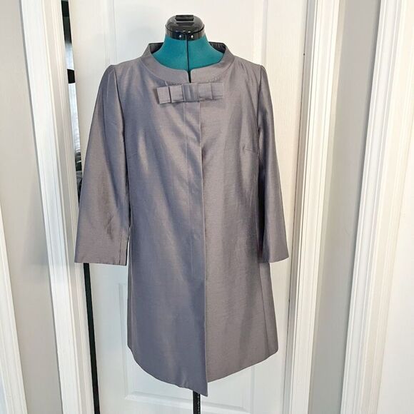 Banana Republic NWT Silk Lined Button Bow 3/4 Sleeve Pocket Overcoat Jacket Coat - Picture 1 of 14